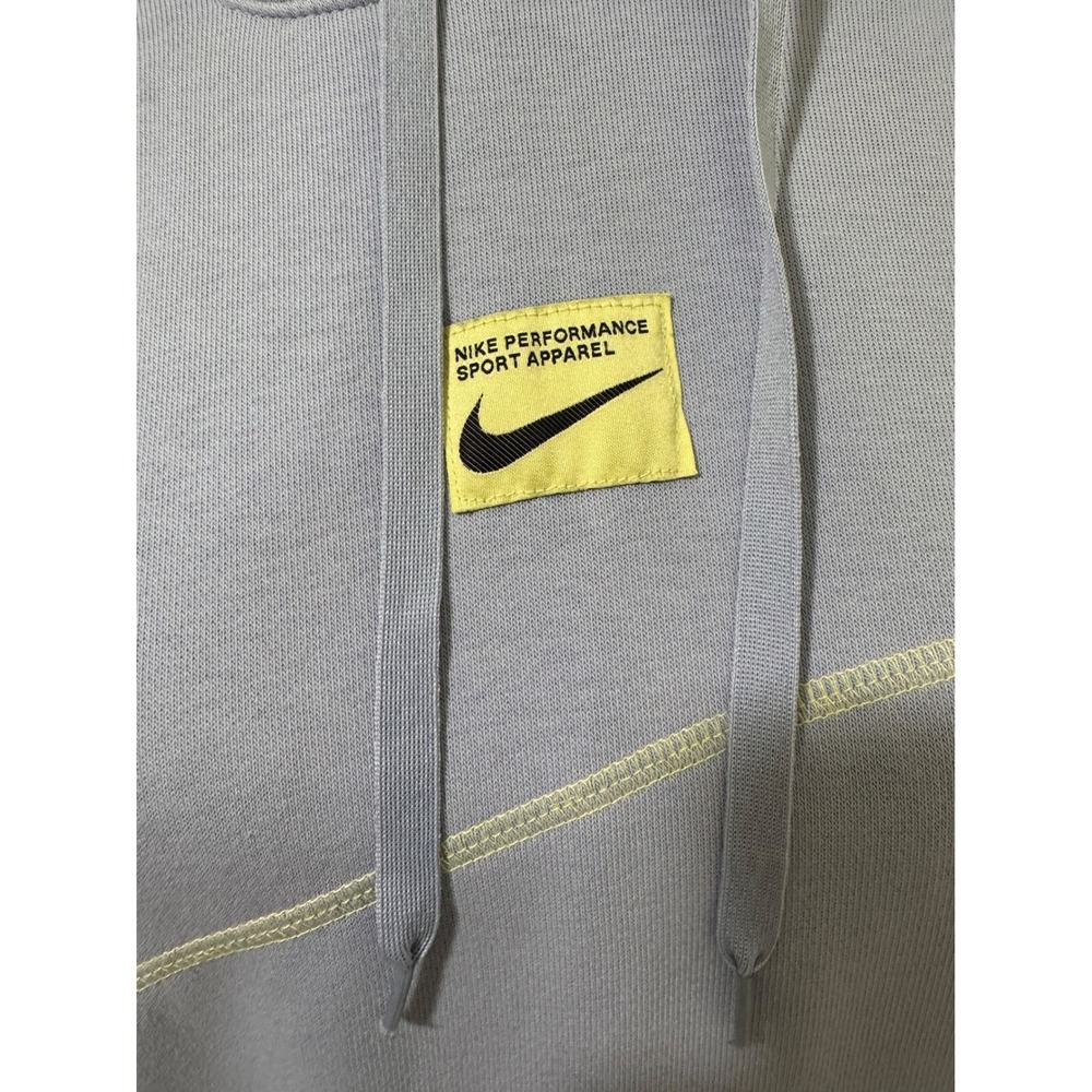 Nike Dri-FIT Fleece Pullover Fitness Hoodie Blue Whisper Swoosh Zip Pocket L - Picture 5 of 10